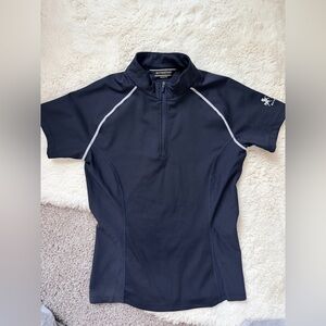 B//Vertigo Women's Navy Short Sleeve 1/4 Zip Equestrian Top